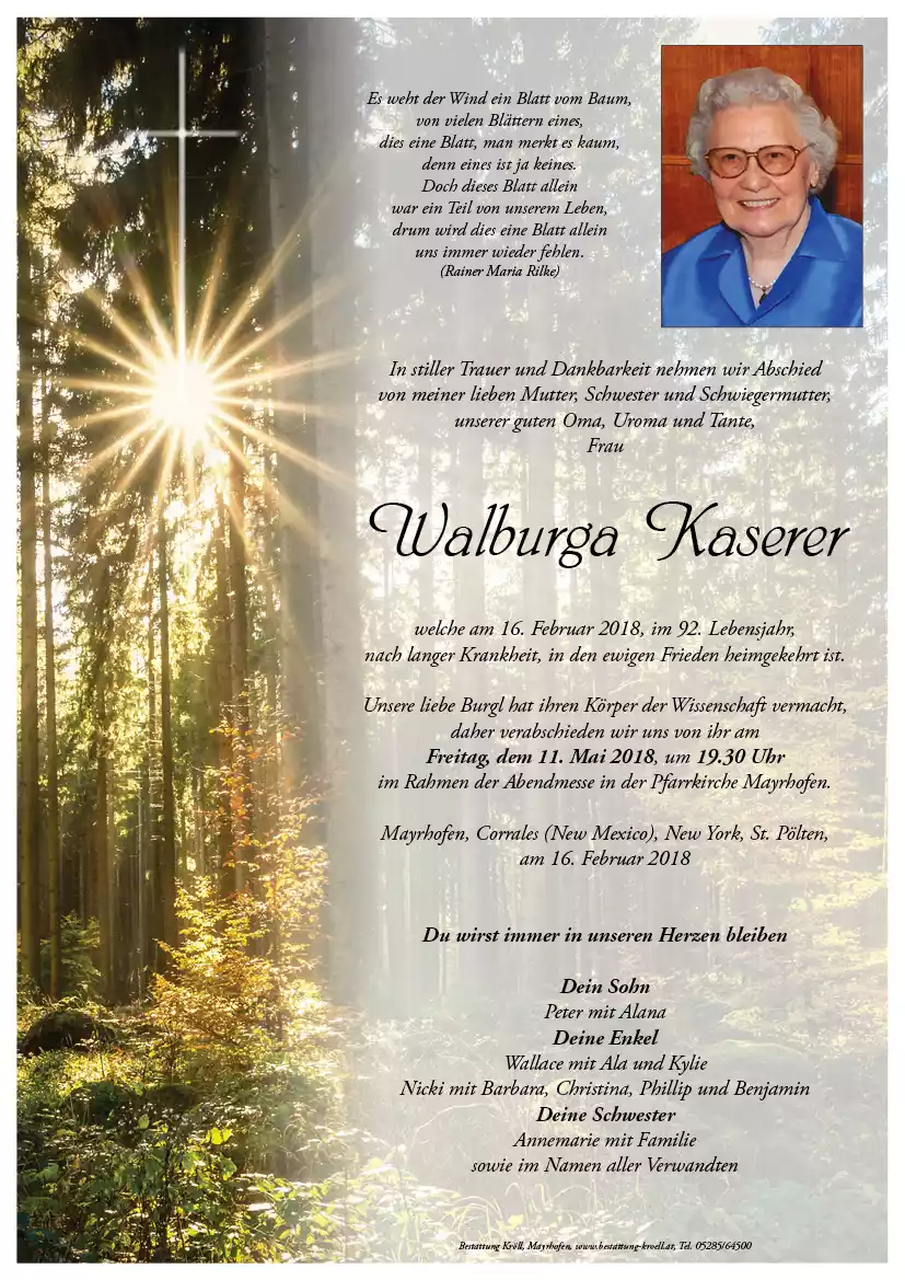 Parte von Walburga Kaserer